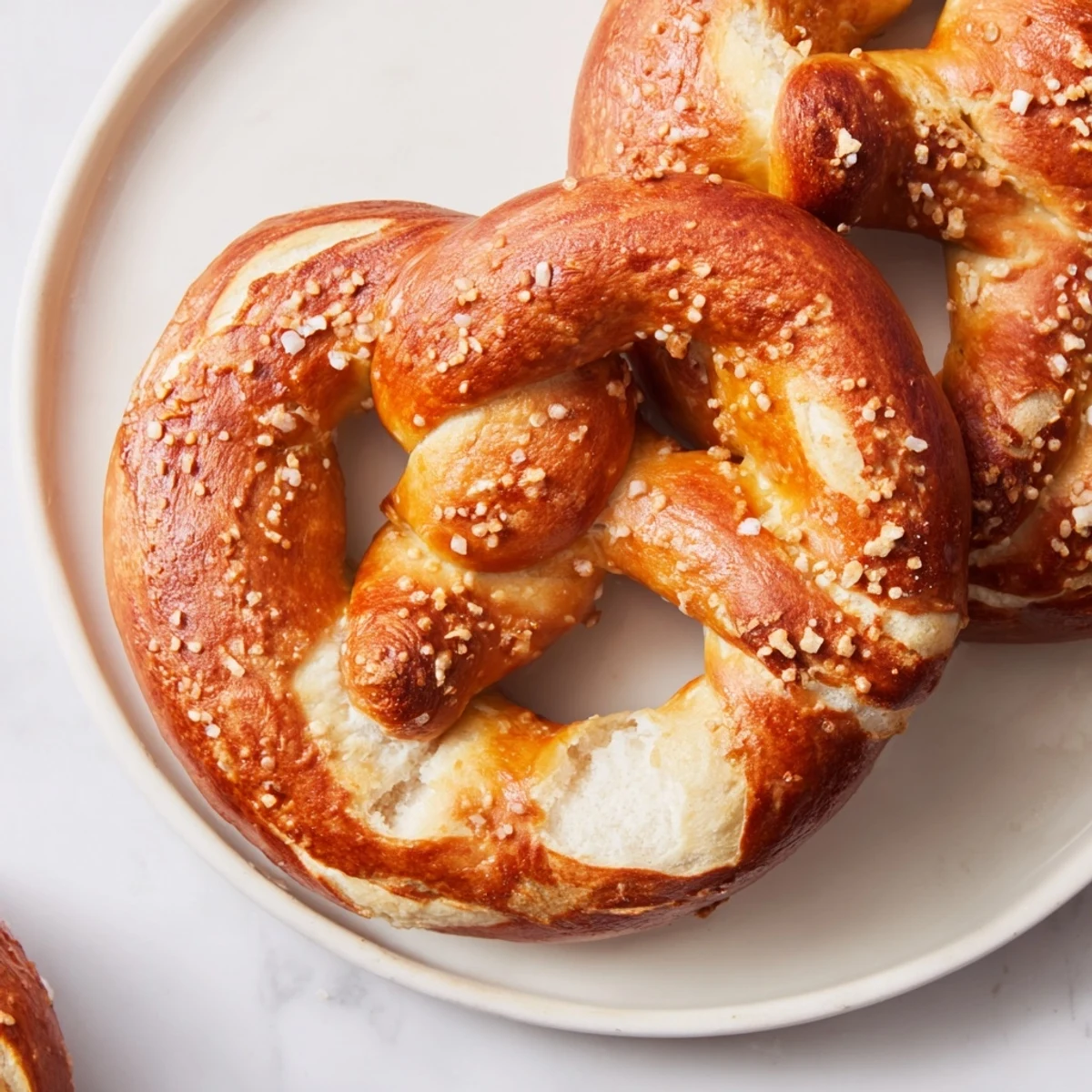 Golden, savory homemade soft pretzels, fresh from the oven, ready for sharing alongside mustard.