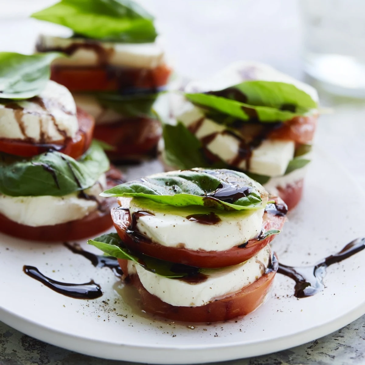The Tuscan Pillar appetizer: a beautiful, stacked creation, ready to be enjoyed as a starter.