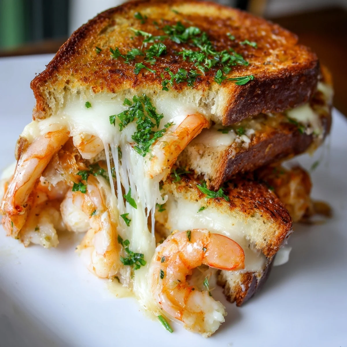 Golden, bubbly Quick Shrimp Grilled Cheese oozes mozzarella and cheddar with perfectly cooked shrimp.