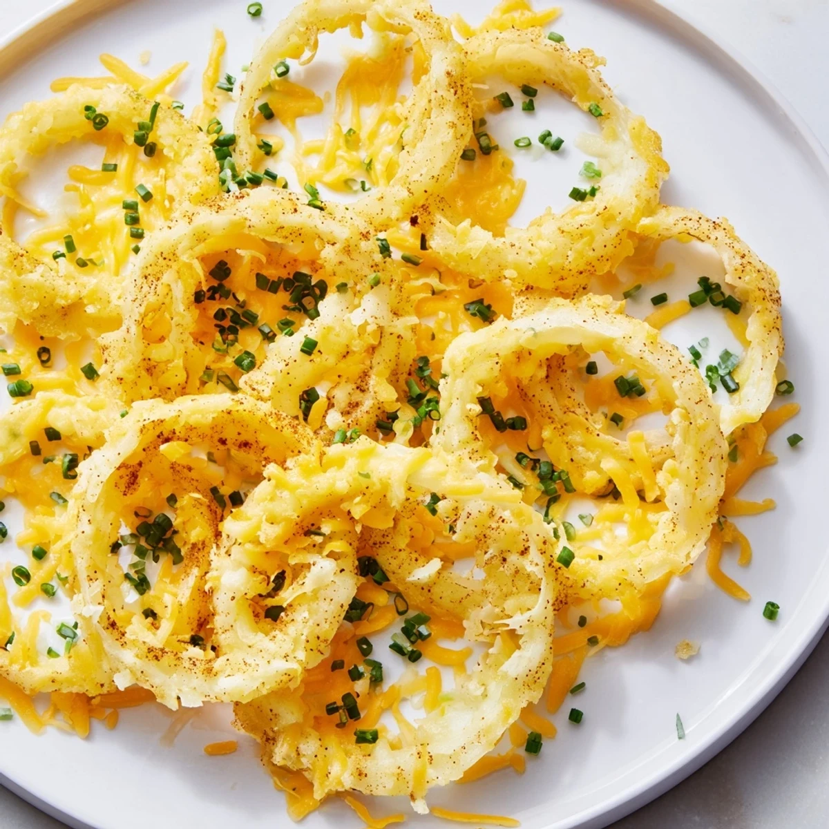 Golden, crispy Crispy Onion Cheese Chips with melted cheese, perfect as a snack with your favorite dip.