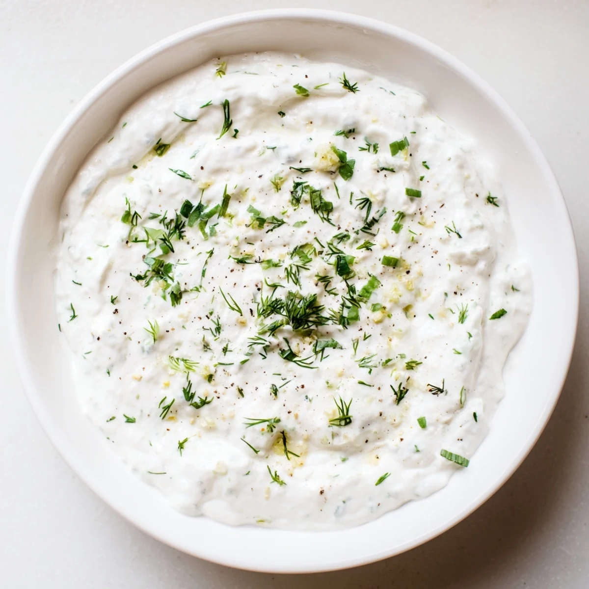 Creamy Greek Yogurt Herb Dip with vibrant green herbs, ready for dipping vegetables.