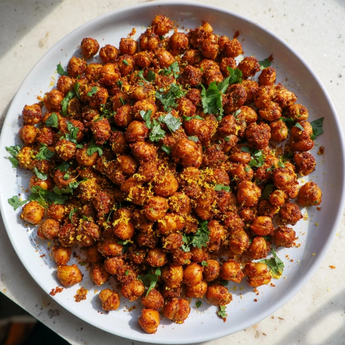 Golden, crispy Harissa Chickpea Roast, perfectly spiced and ready to enjoy as a flavorful snack.