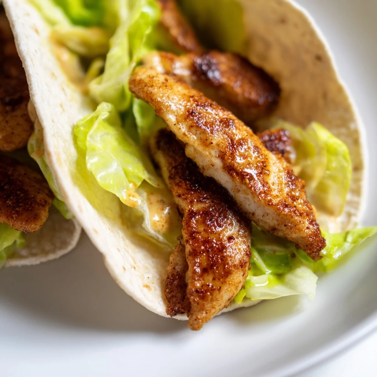 Freshly prepared Honey Mustard Chicken Wrap sliced in half, revealing layers of seasoned chicken, shredded romaine, and vibrant red onion nestled in a warm tortilla.  