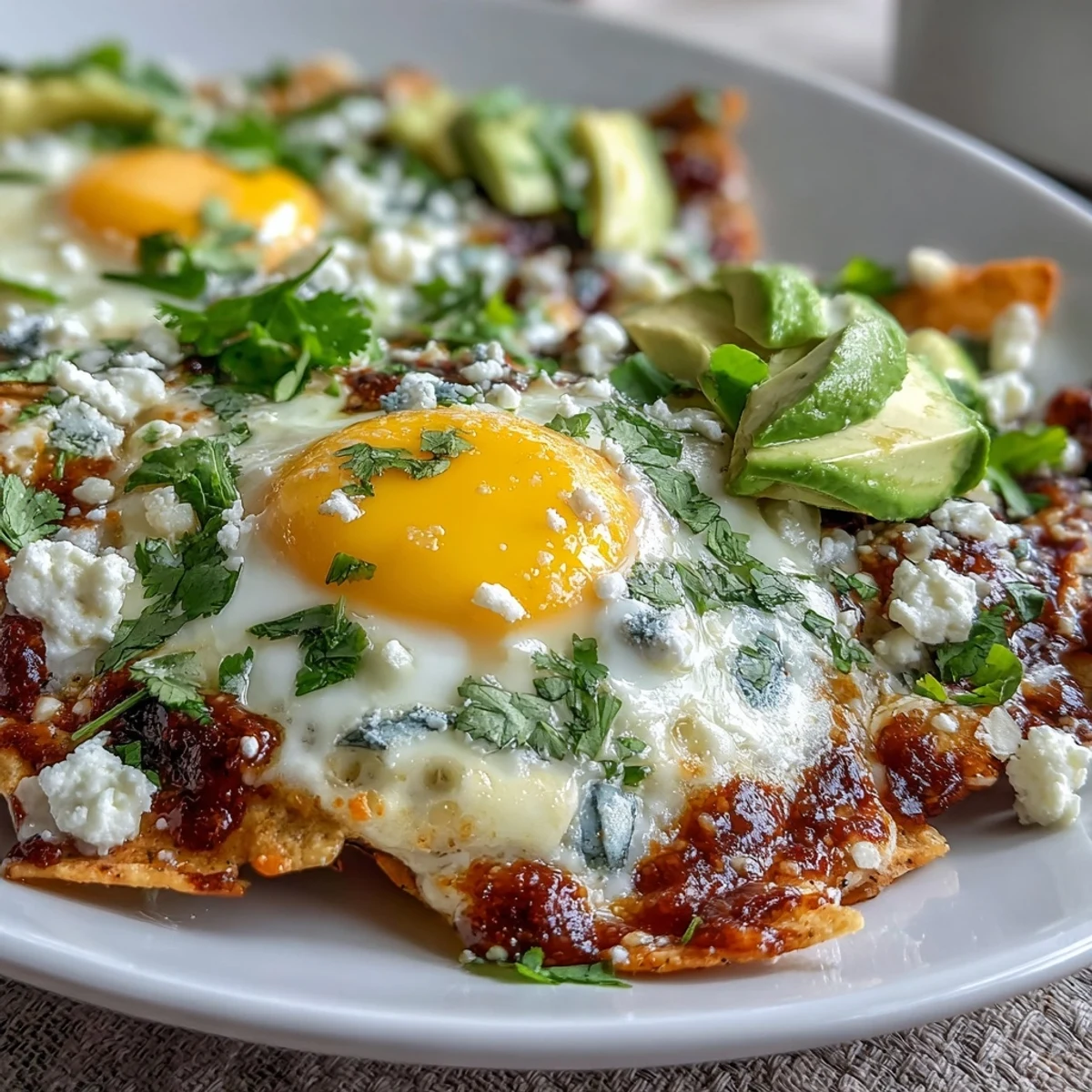 Crispy tortilla chips in zesty salsa verde topped with a runny egg and crumbled queso fresco for classic chilaquiles.