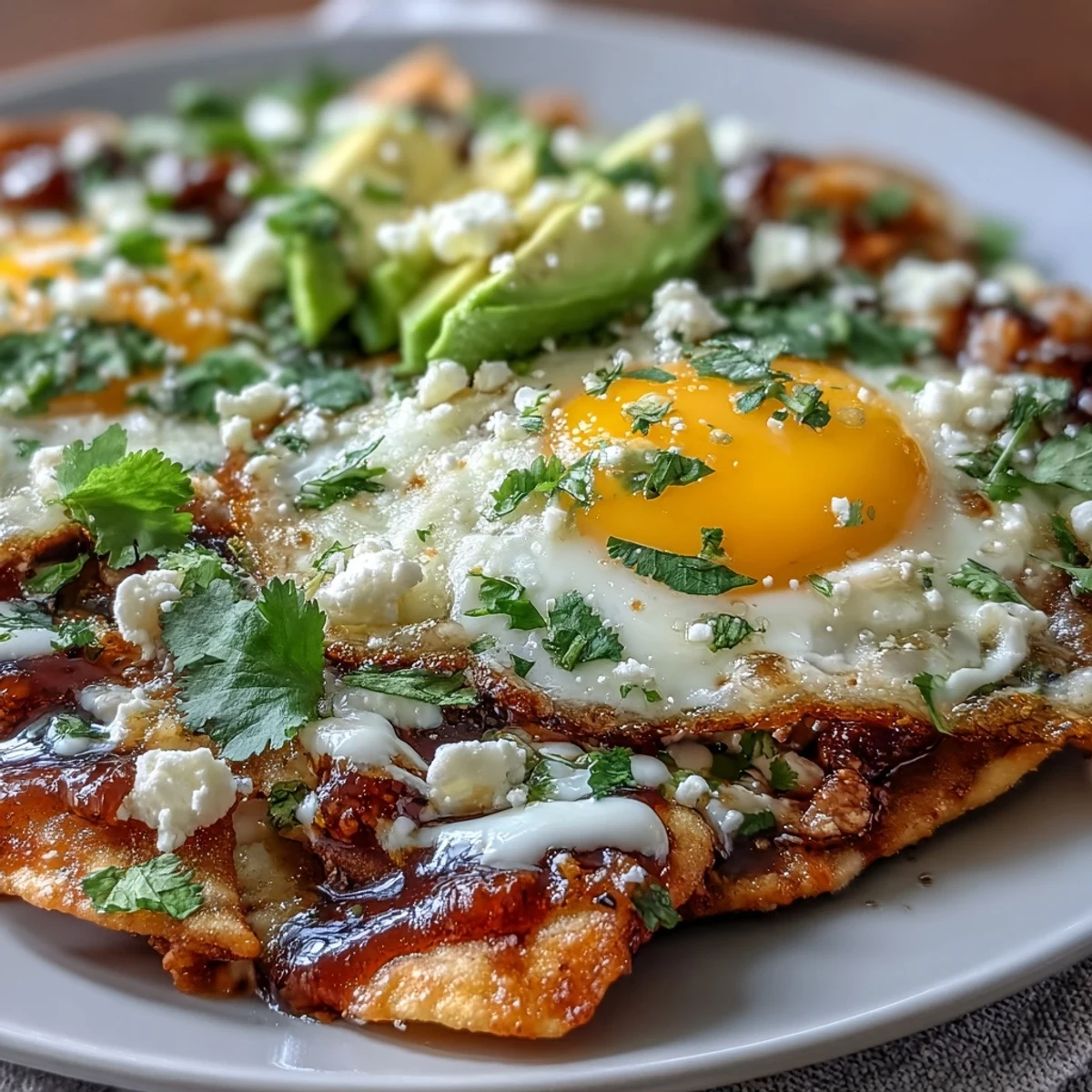 Serve homemade chilaquiles hot from the skillet, garnished with jalapeños and crema, perfect for a savory breakfast.