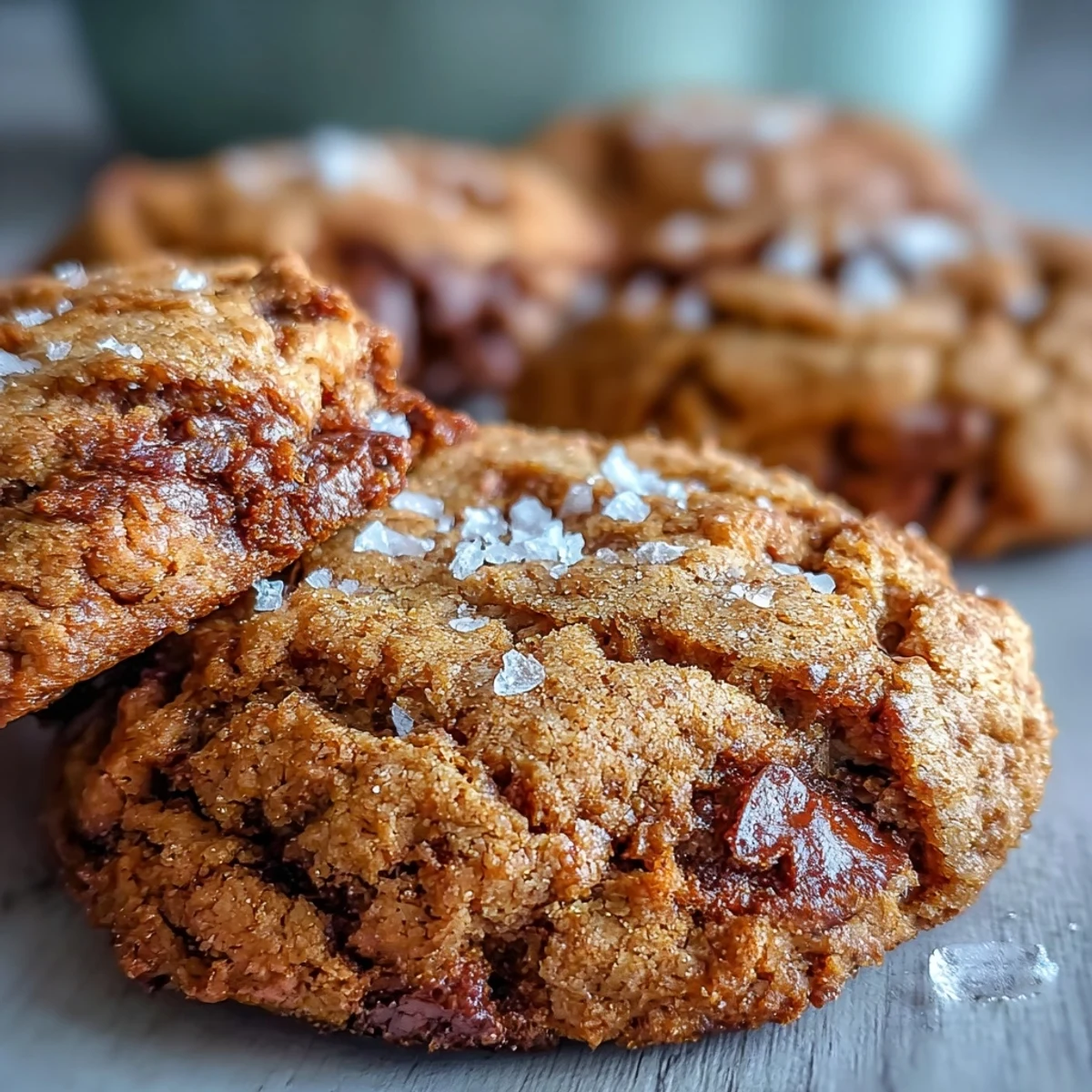 Freshly baked Hojicha and Brown Butter Cookies display chewy centers and roasted tea speckles.