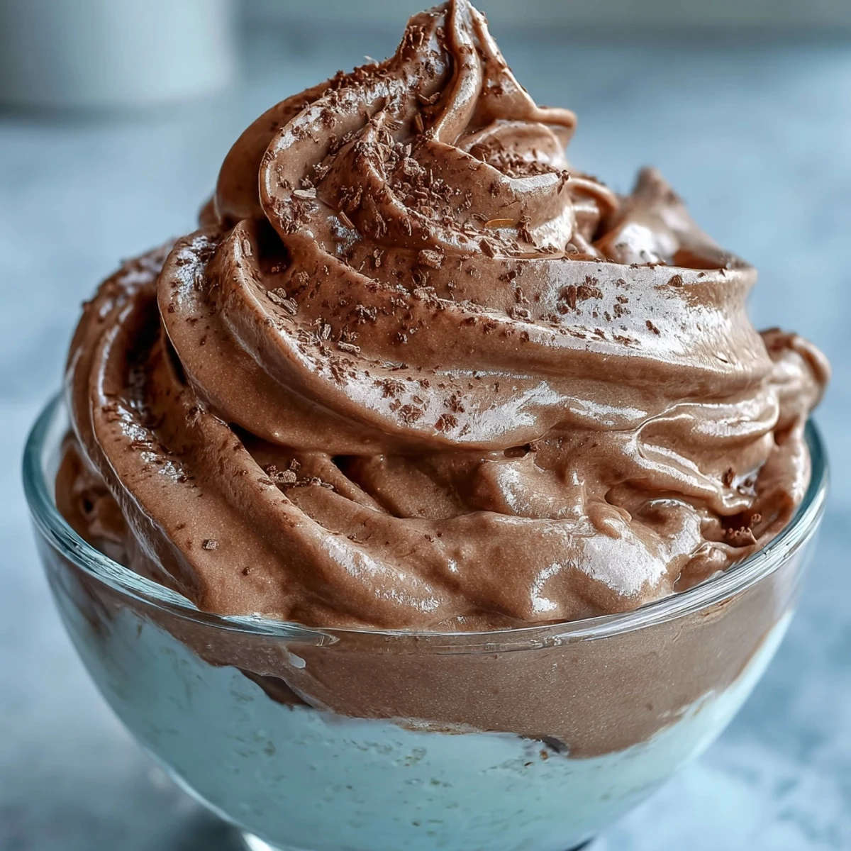 Thick, creamy Protein Fluff in a white bowl, topped with fresh raspberries and dark chocolate chips.