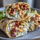 Spicy Buffalo chicken cream cheese filling wrapped in tortillas, sliced into bite-sized pinwheels for sharing.  