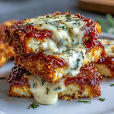 Crispy Tofu Chicken Parm Bakes feature golden, Asiago-crusted tofu slabs topped with marinara and bubbly mozzarella.