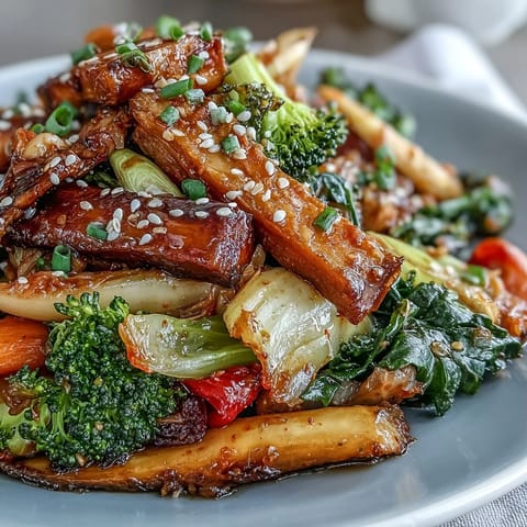 Hearty Comforting Fermented Veggie Winter Stir-Fry, with bright kimchi notes.