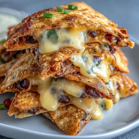 A close-up of the Blooming Quesadilla Ring, featuring crispy tortilla triangles filled with cheddar, bell pepper, and spices, topped with fresh cilantro.  