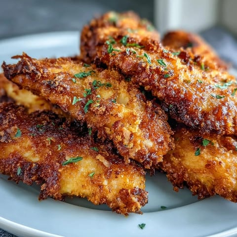 A platter of Crispy Turmeric Chicken Tenders with a creamy dipping sauce, ideal for a family dinner.