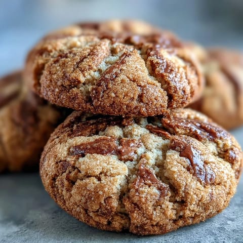 Stack of buttery Hojicha Cookies on a rustic wooden board, showcasing a rich brown hue, ready to be enjoyed with a cold glass of milk. 