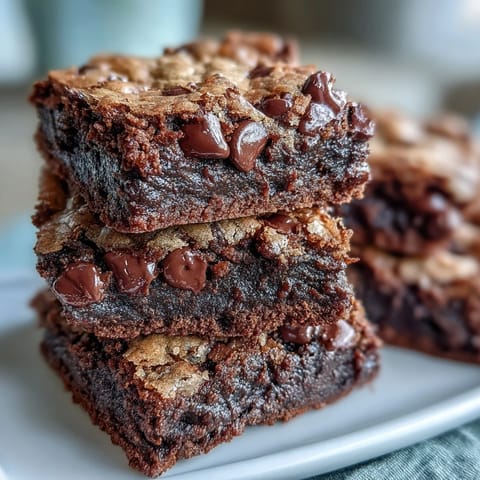 Freshly baked Hojicha Brookies cut into squares, revealing a fudgy brownie and crisp cookie fusion with a toasty aroma.