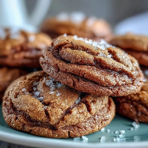 Golden brown butter Hojicha and Brown Butter Cookies with crackly edges sit on a cooling rack.