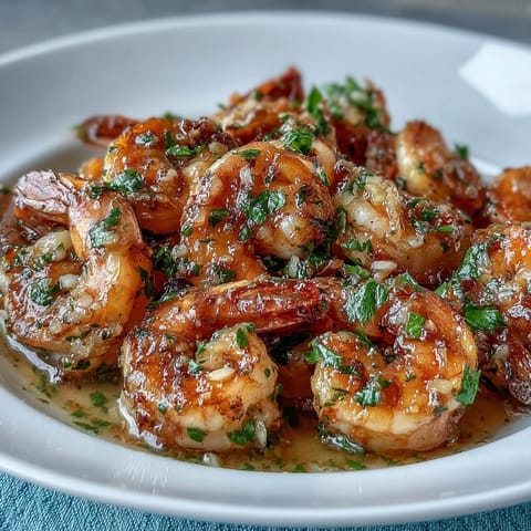 Keto garlic butter shrimp served over fresh zucchini noodles with a rich, garlicky sauce and a hint of lemon zest.