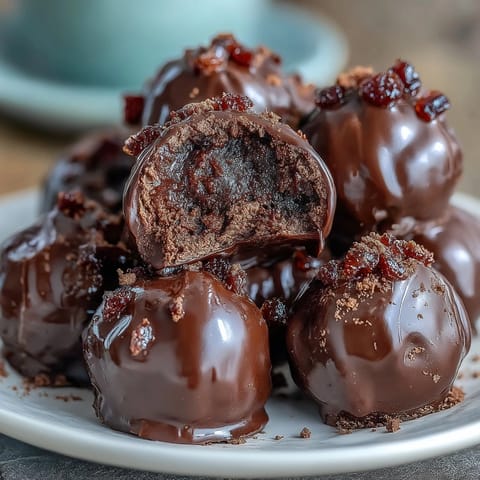 2. Silky dark chocolate ganache truffles infused with homemade candied orange zest, rolled in rich cocoa.  