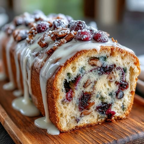 Artisan sourdough bread loaf featuring tangy lemon zest and sweet blueberry swirls, baked to golden perfection and ready to slice.  