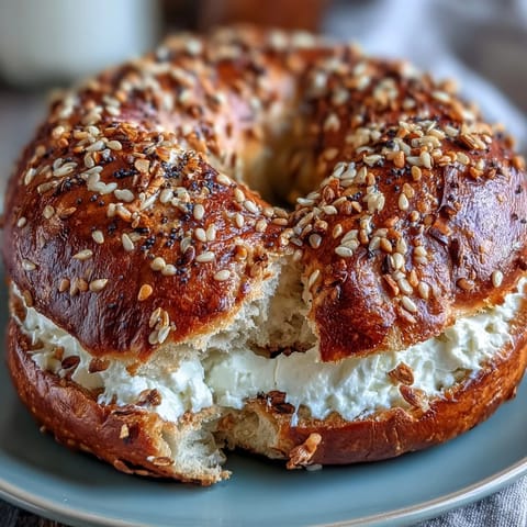 High-protein cottage cheese bagels with golden crust, perfect for a quick breakfast or snack.