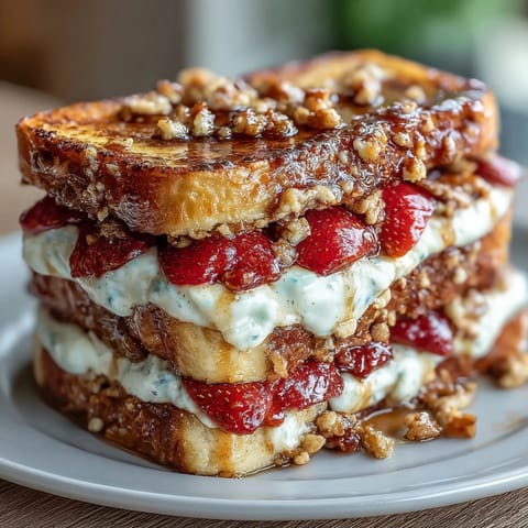 Spring Brunch Strawberry French Toast Bake with fresh strawberries and creamy vanilla custard, golden and bubbling from the oven.