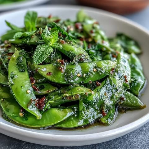Crisp Snap Pea and Radish Spring Salad bursting with fresh mint and creamy tahini.