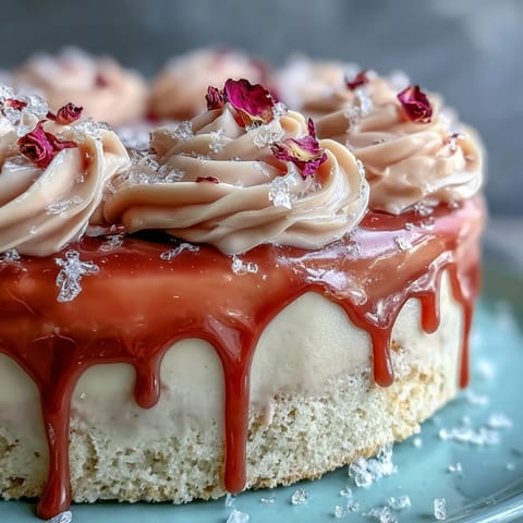 Elegant Bridal Shower Rosé Velvet Cake, a pink confection with shimmering gold accents.