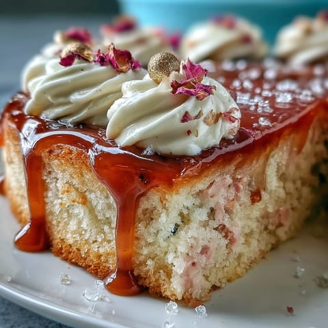 Delicious Bridal Shower Rosé Velvet Cake, beautifully adorned with a cascading gold drip.