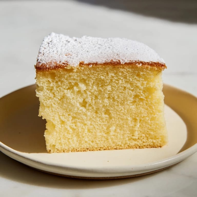 A homemade simple 3-ingredient vanilla sponge cake, ready to serve as a delicious dessert option.