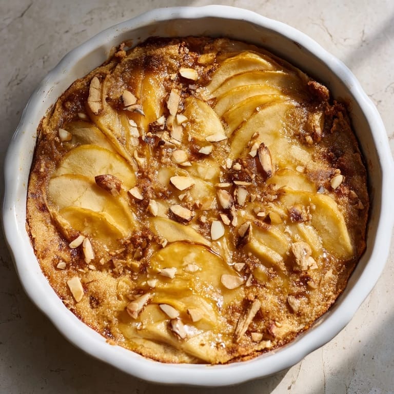 A slice of Rustic Crustless Apple Pie, showcasing tender apples baked to perfection in a delicious custard.