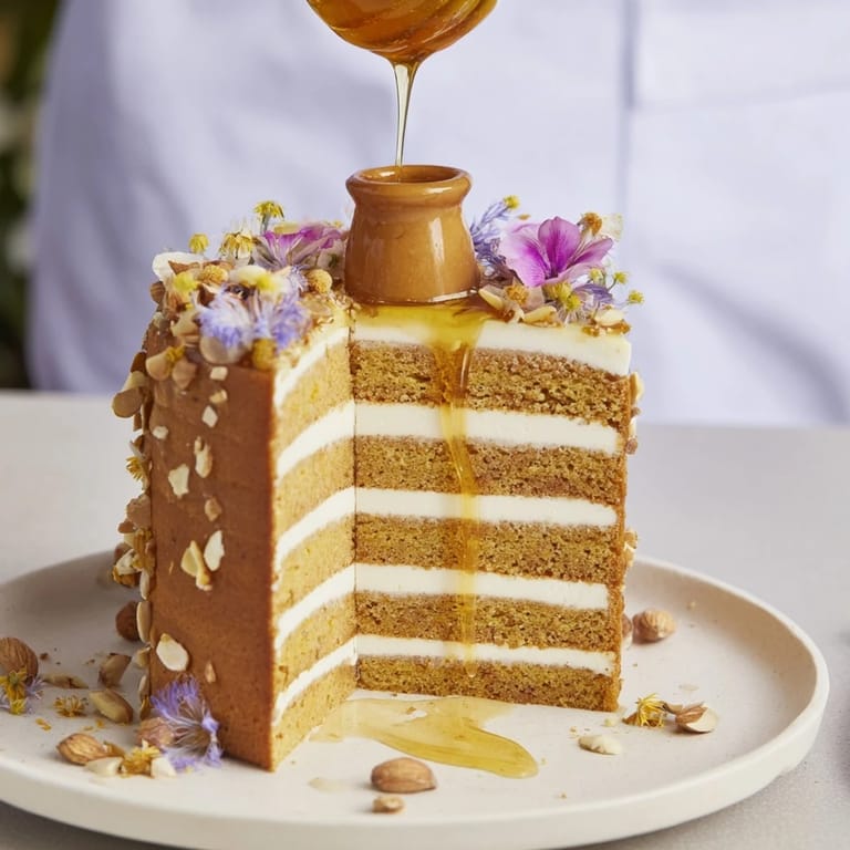Imagine the texture: moist cake, creamy filling, and warm honey in The Honey-Drip, a sweet treat.