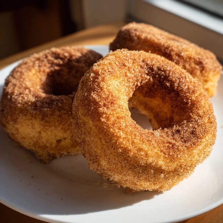 Fluffy cinnamon-sugar baked donuts, each coated generously, promising a delightful bite of homemade sweetness.