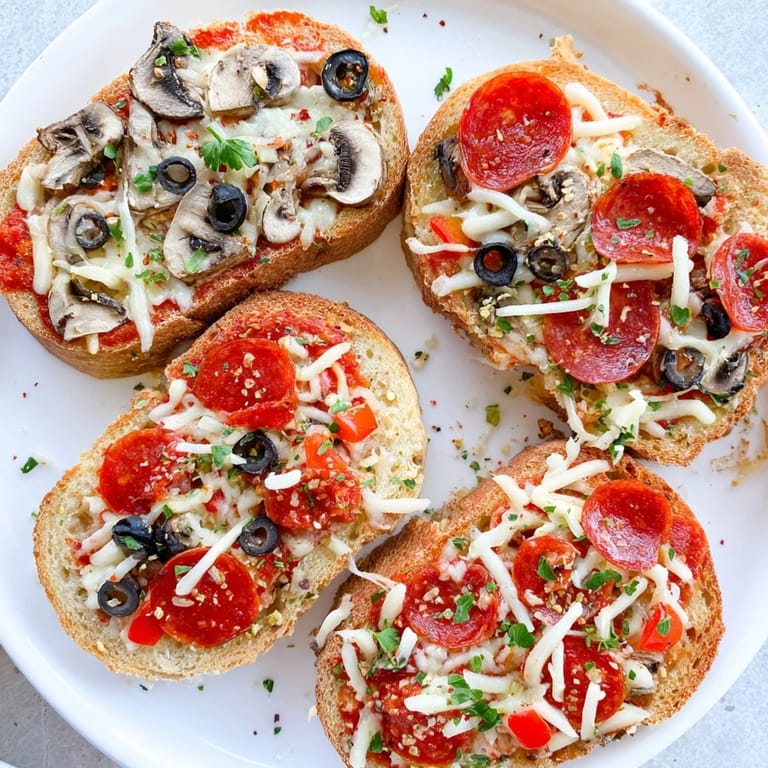 Crispy-edged Air Fryer Pizza Toast, loaded with pepperoni, marinara and mozzarella, ready for a delicious bite.