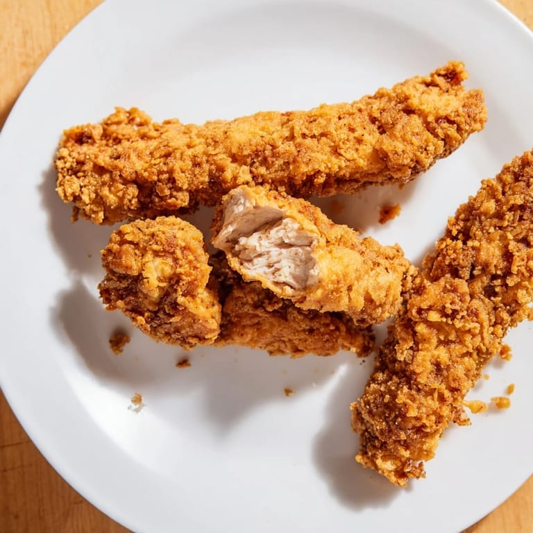 Perfectly fried Crispy Fried Chicken Tenders, golden and crunchy, ready to be enjoyed as a family-friendly main dish.