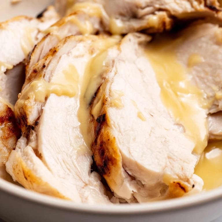 Golden roasted chicken and crispy chickpeas are layered over farro and greens, all drizzled with creamy lemon tahini dressing.