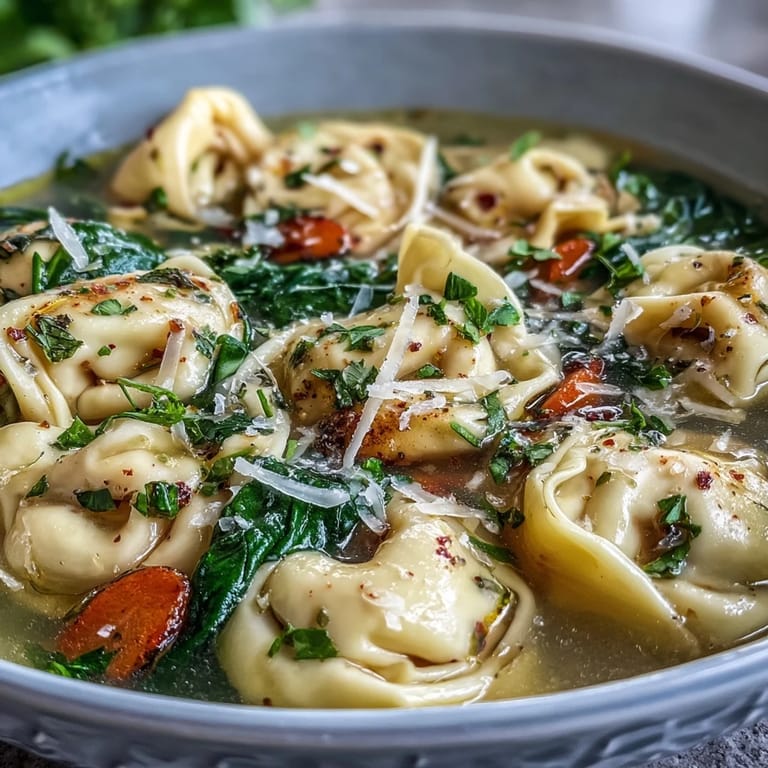Steaming bowls of Easy Tortellini Soup with vegetables and herbs, served alongside crusty bread for a comforting winter dinner.