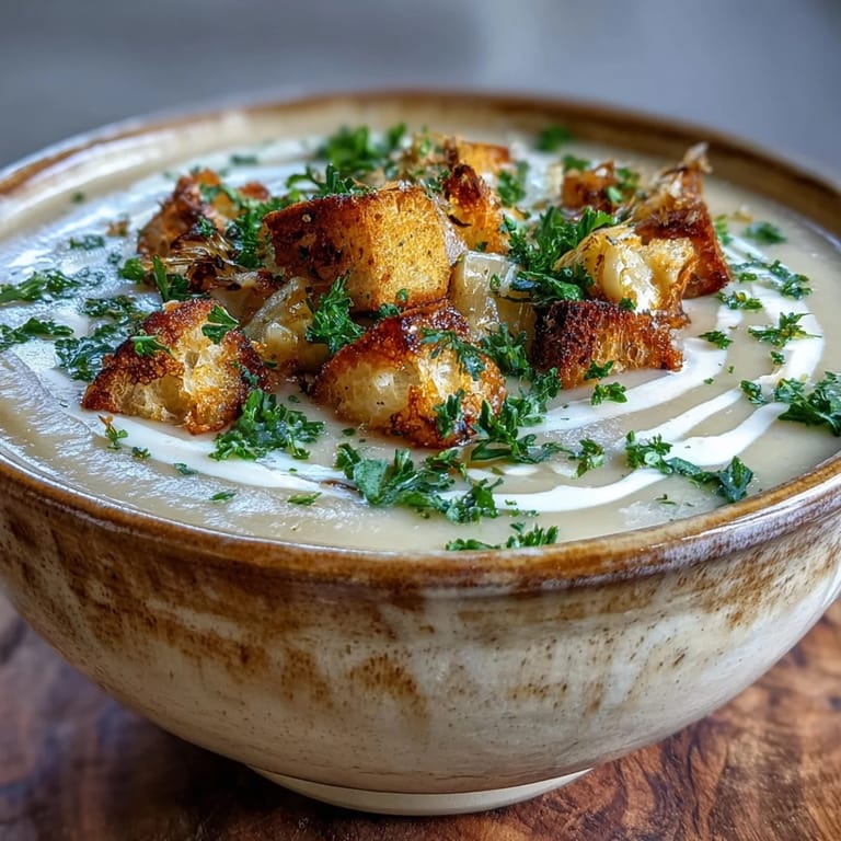 Close-up of golden roasted garlic cloves used for Roasted Garlic Soup.