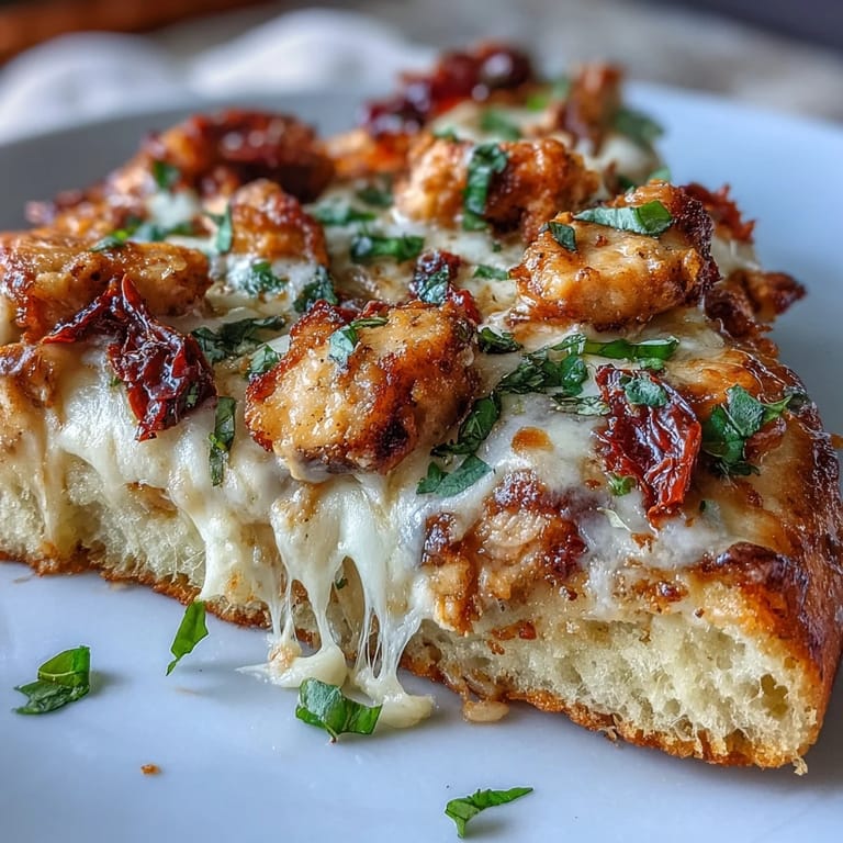 Sizzling, freshly baked Marry Me Chicken Pizza with a golden, crispy crust and bubbling cheese from a hot oven.