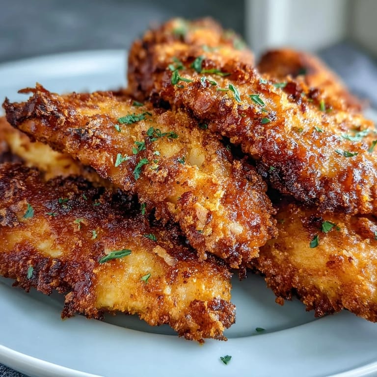 A platter of Crispy Turmeric Chicken Tenders with a creamy dipping sauce, ideal for a family dinner.