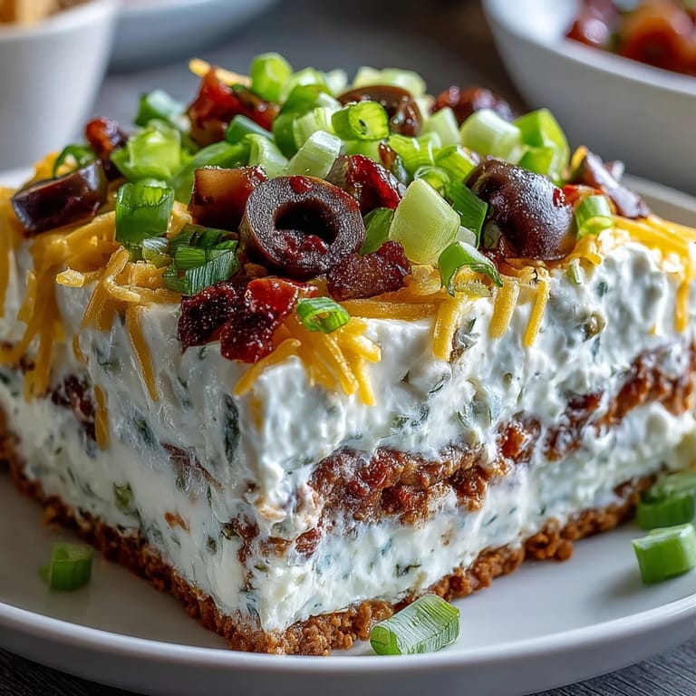 Party-ready 4-Way Layered Dip served with crunchy tortilla chips, diced tomatoes, and fresh cilantro on a platter.