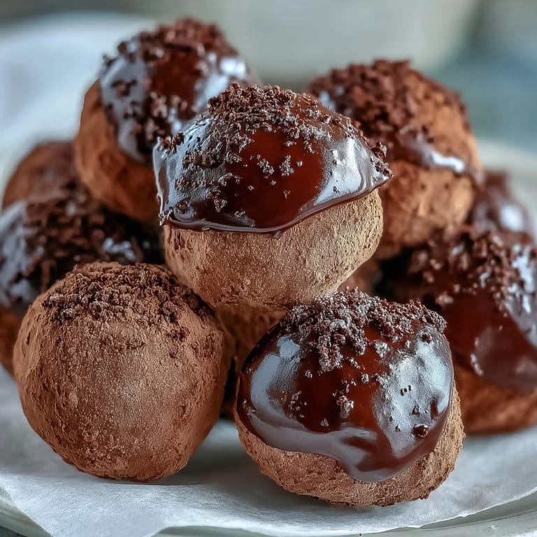 Savory-sweet Hojicha Truffles are arranged on a white plate, perfect for an elegant Japanese-inspired dessert platter.