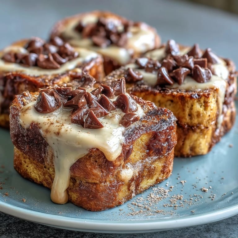 A slice of High-Protein Peanut Butter & Chocolate Baked French Toast served with fresh strawberries and a dollop of yogurt.