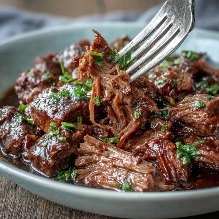 Hearty Slow Cooker Mississippi-Style Ranch Beef served over creamy mashed potatoes, garnished with fresh parsley.