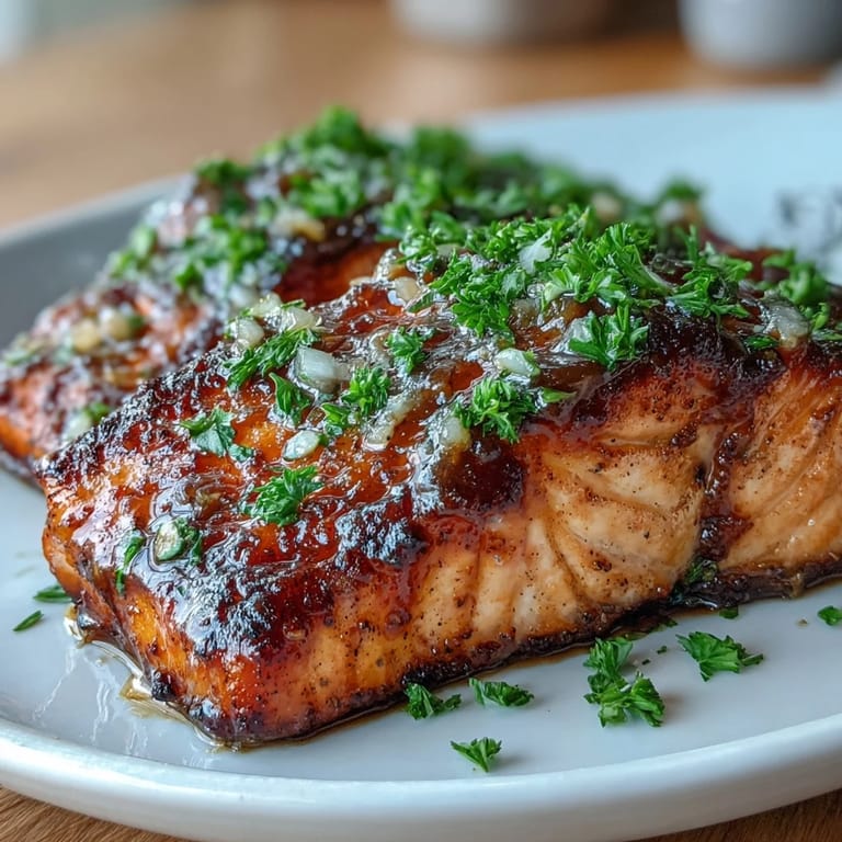 Succulent baked salmon inspired by Texas Roadhouse, featuring a tangy honey-Dijon sauce and vibrant garnish.