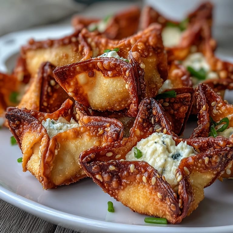 Delicate wonton wrappers encase a rich, creamy filling, air-fried until irresistibly crispy and golden.