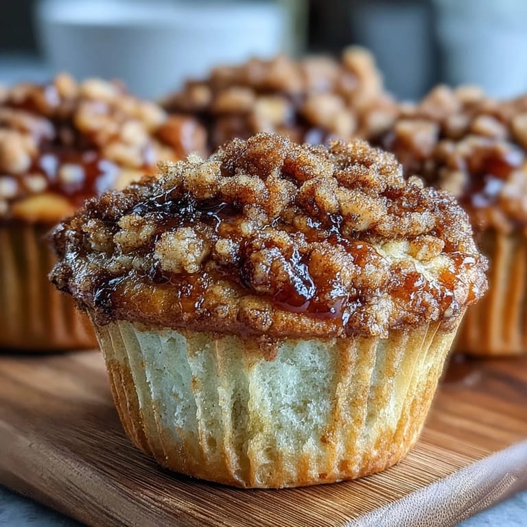 Moist banana muffins enriched with tangy sourdough discard, crowned with a crunchy cinnamon streusel topping for irresistible texture.  
