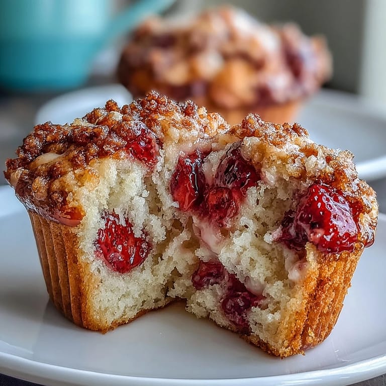 Fluffy muffins packed with creamy Greek yogurt and ripe strawberries, baked to golden perfection in a muffin tin.