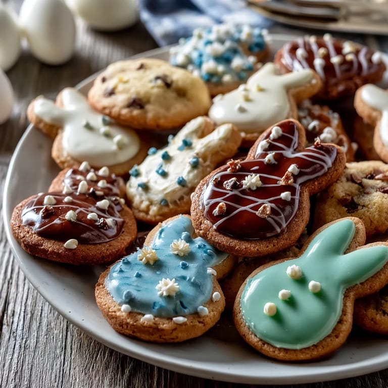 Soft and buttery sugar cookies adorned with colorful royal icing in gentle pastel hues, creating cheerful Easter-themed treats that delight both kids and adults.