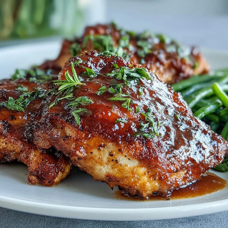 Honey mustard glazed chicken with tender-crisp green beans, a simple yet elegant dish perfect for any weeknight dinner.