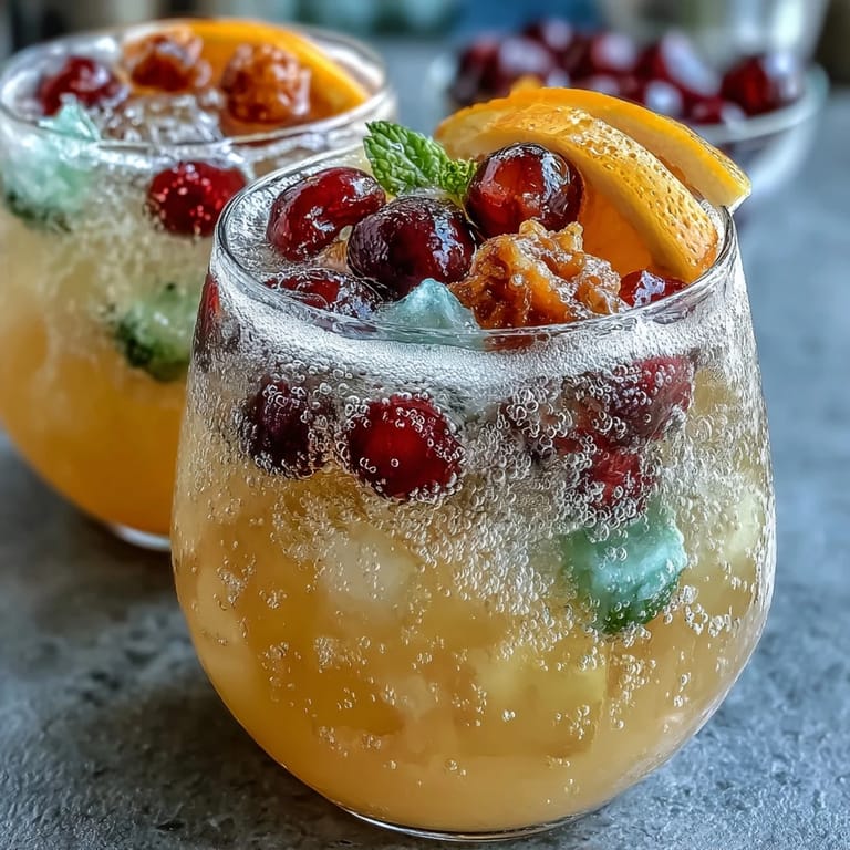 Vibrant, fruity punch bowl featuring sherbet scoops floating in lemon-lime soda, garnished with fresh citrus slices.  