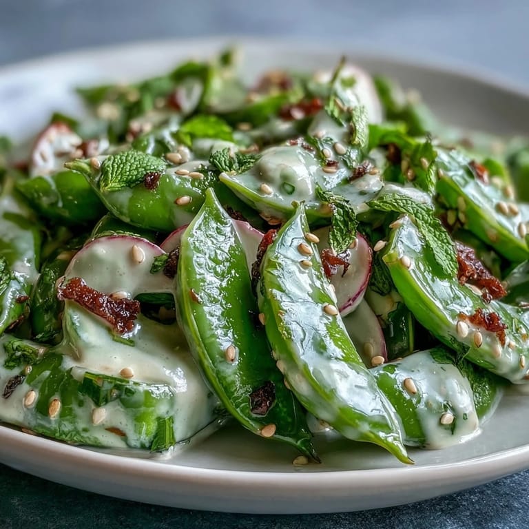 Tender Snap Pea and Radish Spring Salad, a refreshing, easy vegetarian plate.